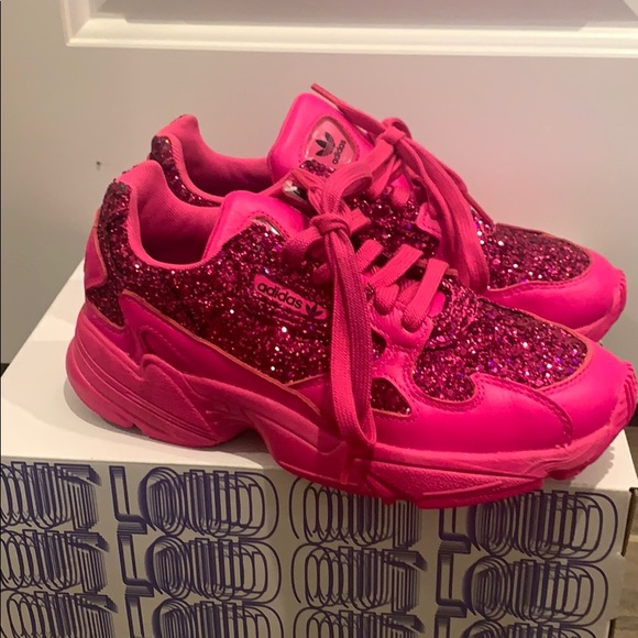 adidas falcon pink glitter